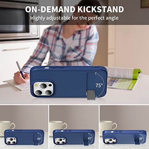 Laudtec Metal Kickstand Designed For Iphone 14 Pro Case 6.1" [Vertical And Horizontal Stand] [Hard Pc + Soft Tpu Reinforced Drop Protection] Stand Case For Iphone 14 Pro (2022 Release) Blue #TOP2