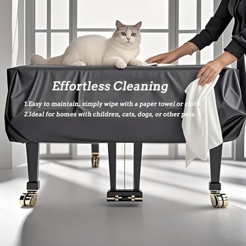 Cutfouwe Grand Piano Cover,Flügel Klavier Abdeckung -Kunstleder Klavier staubschutz-Schwarze Grand Piano Abdeckung -Wasserdicht-staubdicht,Schwarz,160cm