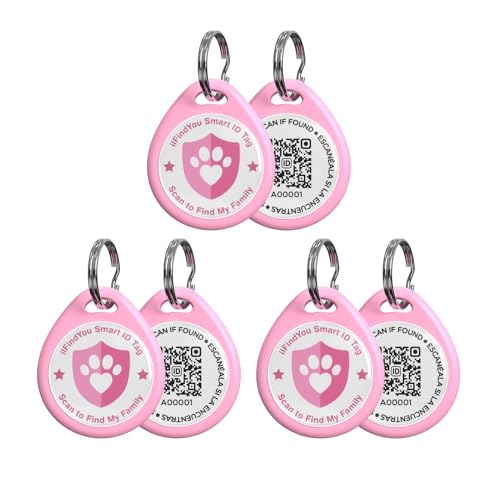 ilFindYou ドッグタグ パーソナライズ QRコード ペットIDタグ 犬の首輪用 オンラインプロフィール スキャン位置アラート ピンクの商品画像（Amazon）
