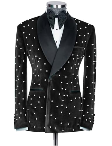Luxury Velvet Men Suit 2 Piece Shawl Lapel Green Tailor Made Tuxedos with Pearl for Prom,Party,Wedding3