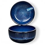 Urban Lifestyle Müslischalen 2er Set aus Steinzeug, Ø15 cm, 700–800 ml, Marineblau, Ramen Schüssel, Suppenschalen, Salatschüssel, Dessertschalen