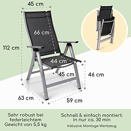 Alu-Klappsessel London 2er Set von Homeoutfit24 für Garten und Balkon