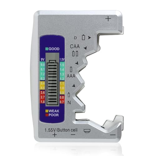Battery Tester for All Batteries UK Household Battery Testers Digital Battery Checker Capacity Level Tester for C AA AAA D N 9V 1.5V Button Cell