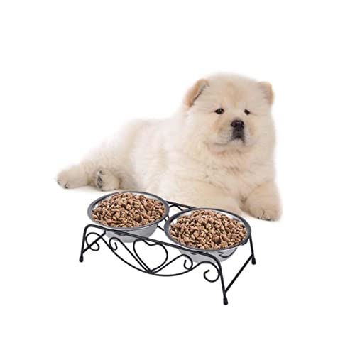 GREENADSCAPE Comedero Doble De Acero Inoxidable para Perros y Gatos Cuencos para Comida y Agua Comedero Elevado Antisalpicaduras Tamaño para Mascotas