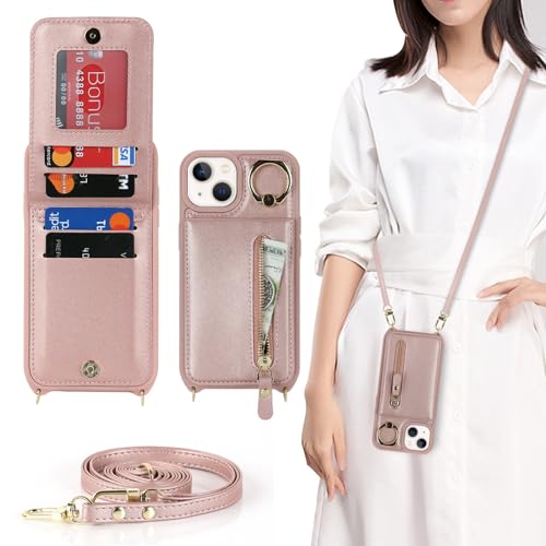 Zouzt for iPhone 13/14 Case with Cord and Card Holde