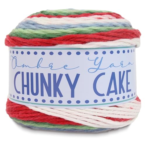 Image of ThreadArt Ombre Yarn - Big Chunky Yarn Cake, 300g - Holiday 10 | Thick Super Bulky #6 for Knitting & Crochet - Variegated 100% Soft Acrylic Fiber - 336 Yards