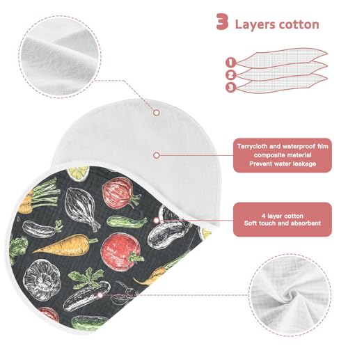 vvfelixl Muslin Burp Cloths Vegetables Icon Drawing Baby Washcloths for Baby Girl Boys 2 Pack3