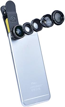 Gefone HD Camera Lens kit 5 in 1 for iPhone 7/6s Plus/6s/5s and Most Cell Phone(198 Degree Fisheye Lens+0.63X Wide Angle+15X Macro Lens+2X Telephoto Lens+CPL Lens)