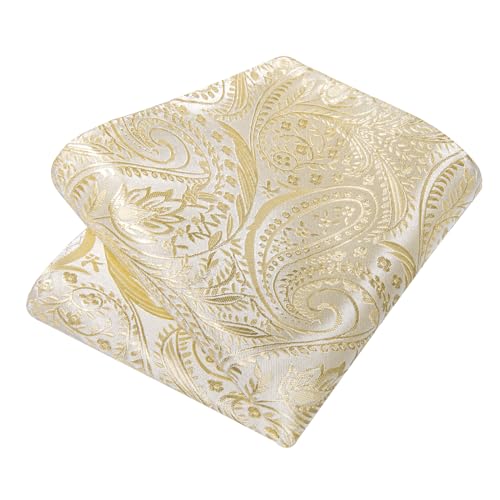 Image of DiBanGu Mens Paisley Tie Set Silk Woven Jacquard Necktie and Pocket Square Cufflinks Gift Set for Wedding Bussiness