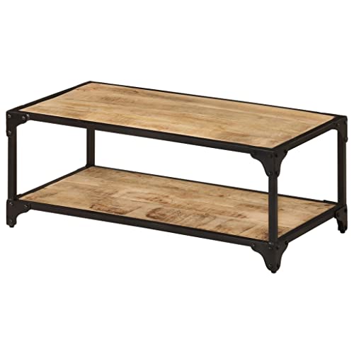 AJJHUUKI Muebles de exterior - Mesa de centro 90 x 45 x 35 cm Muebles de madera maciza de mango rugoso