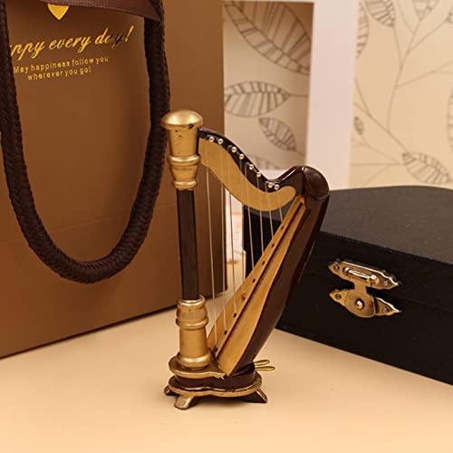 Harpe miniature figurine instrument de musique modele en bois - 7