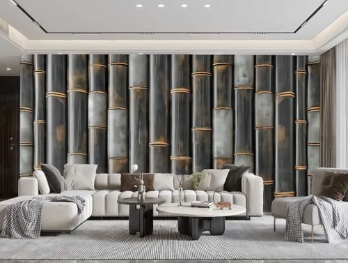 rskjdghshd Wallpaper Fashion Gray Vertical Bamboo Art Texture Paint Rock Painting TV Sofa Background Wall Bedroom Living Room Study Mural,3D,350x245cm