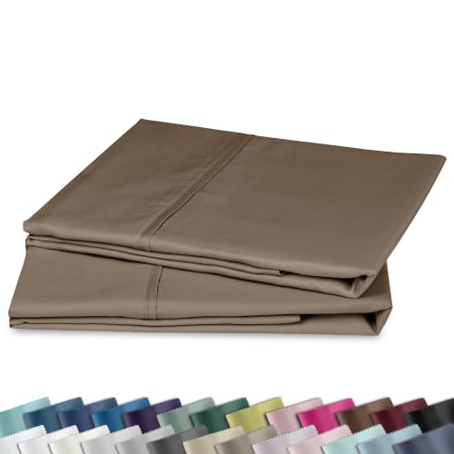 Image of California Design Den Standard /Queen Pillow Cases Set of 2-400 Thread Count, 100% Cotton Sateen, Soft and Breathable Cotton Pillow Cases Standard Size Pair - Mocha