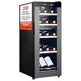 VEVOR 20 Bottle Wine Fridge, Freestanding Wine Cooler Refrigerator, Dual Zone Cooler, 41℉ to 65℉ Adjustable Temp Mini Cellar, Glass Door, For Home Office Bar, Red White Champagne or Sparkling Wines