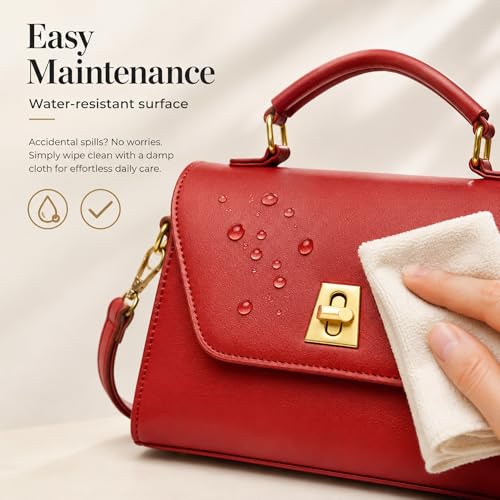 Image of Crossbody Bag for Women Shoulder Handbag PU Leather Satchel Purse with Top Handle Gold Turn Lock Adjustable Strap
