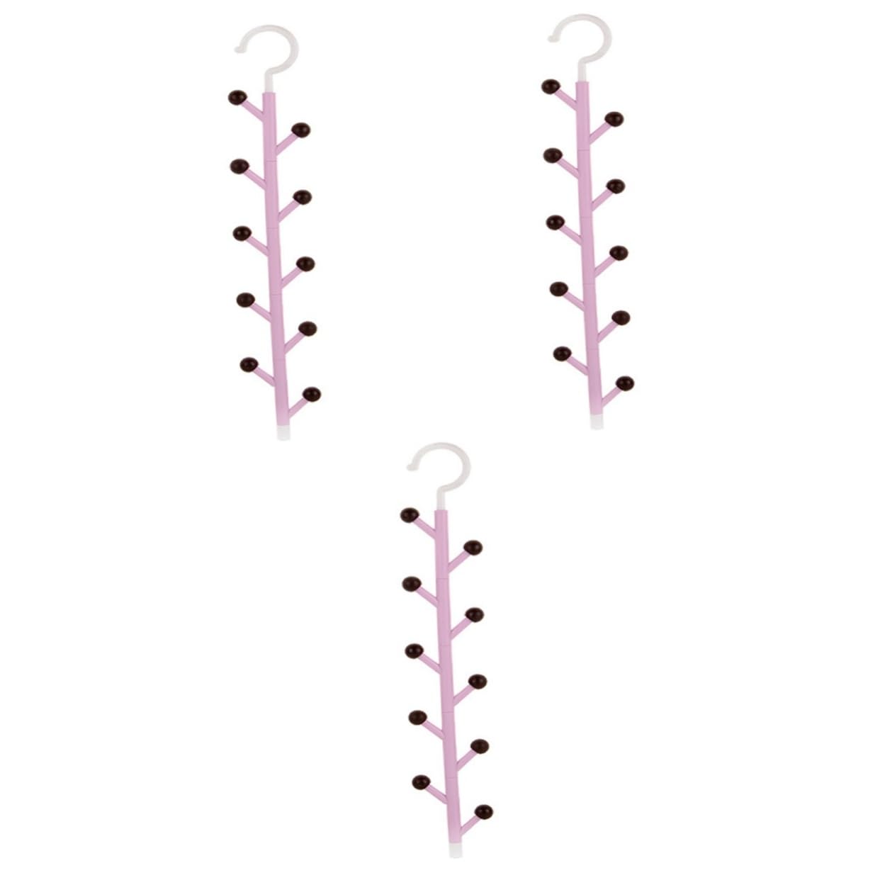 Zerodeko 3piezas Organizador De Corbatas y Bufandas Ganchos Rotativos para Armarios Soporte Multifuncional para Cinturones y Sombreros Púrpura
