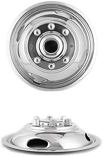 Puermto 4Pcs 17Inch Polished Stainless Steel Dually Wheel Simulators, Good Looking And Durable Bolt On Wheel Cover, 8 Lug Hubcaps Rim Skin Cover Fit For 2005-2021 Ford F-350 W/Installation Tool Kit #TOP4