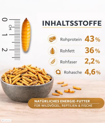 Soldatenfliegenlarven getrocknet 2kg (entspricht 13 Litern) PROTEINREICH