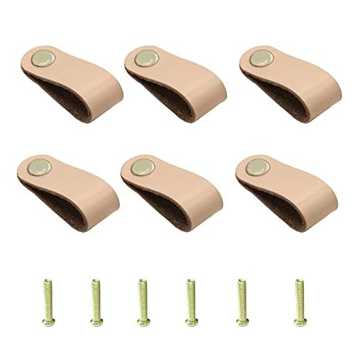 Dzsomt Pomo Mueble Piel 6 Piezas Tiradores Cuero Pomos Armarios Dormitorio Cuero Tirador Armario Pomos y Tiradores Tiradores de Cocina Tiradores de Puerta de Cajón de Cuero