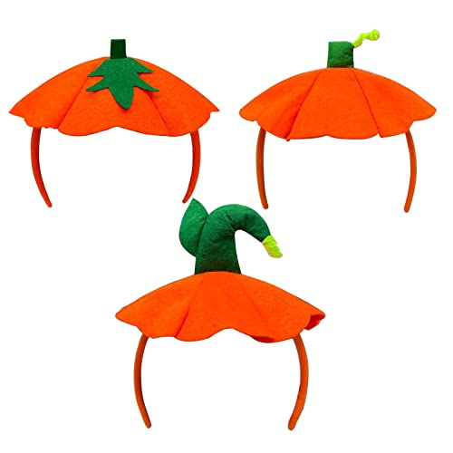 Tocwick Halloween-Kürbis-Stirnband, Kürbis-Hut, Haarbänder, lustige Haarreifen, Halloween-Kostüm-Zubehör, 3 Stück