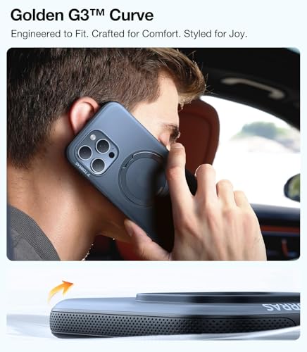 Image of TORRAS for iPhone 16 Pro Case 360 Magnetic Stand O3 Fitness Series, [Fit for MagSafe] [360 Rotating Kickstand] 4X Mil-Grade Shockproof, Camera Control Button, Slim, Translucent Obsidian Black
