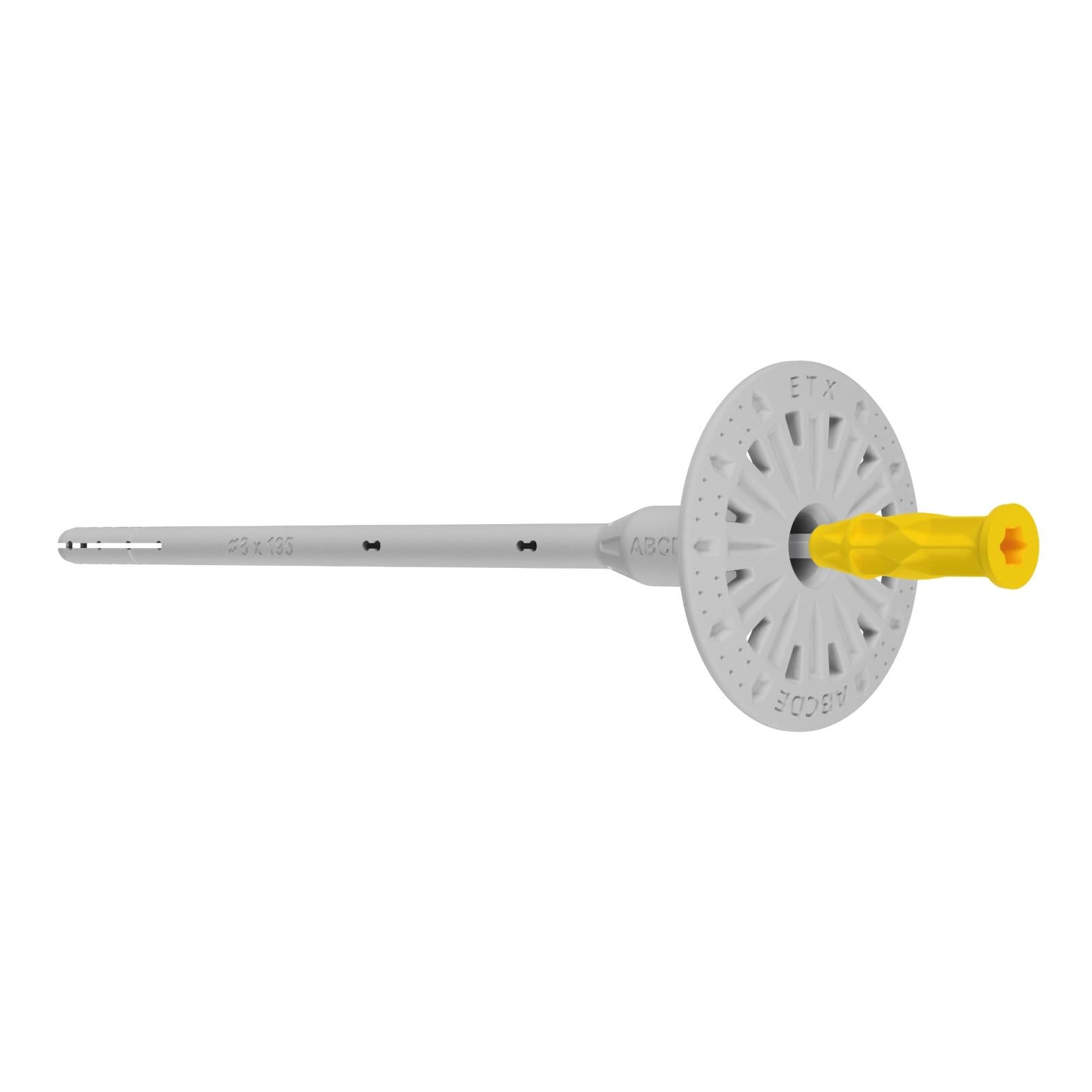 WDVS Schraubdübel mit Metalldorn 8 x 215 mm, Torx T40, thermisch entkoppelt, Dämmstoffdübel für Beton, Vollstein, Lochstein & Porenbeton, 100 Stück