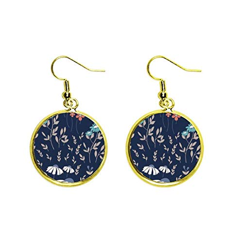 Boucles d'oreilles fleur bleue suspendues or pour bijoux femme
