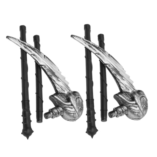 Baluue 2 Pièces Faucheuse Halloween Simulation Grim Reaper Scythe Prop Sécurisé pour Garçon Fille et Adultes Costume Cosplay Accessoire Fausse Faucille pour Fête Thématique
