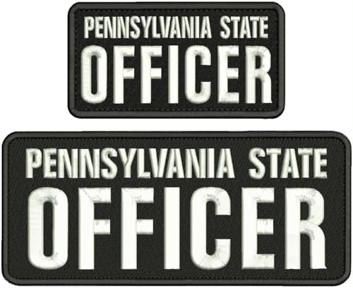 Special Patches for Velcro Patches for Uniform for Pennsylvania State of Embroidery Patch 4X10 and 2X5 Hook ON Back WHITEON Black, Model-Q-X988-2488