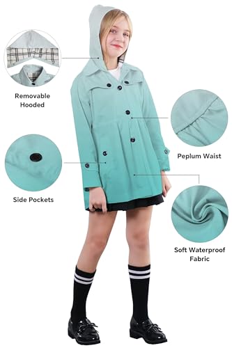 Image of SANGTREE Girl's Waterproof Trench Coat Hooded Lightweight Windbreaker Rain Jackets