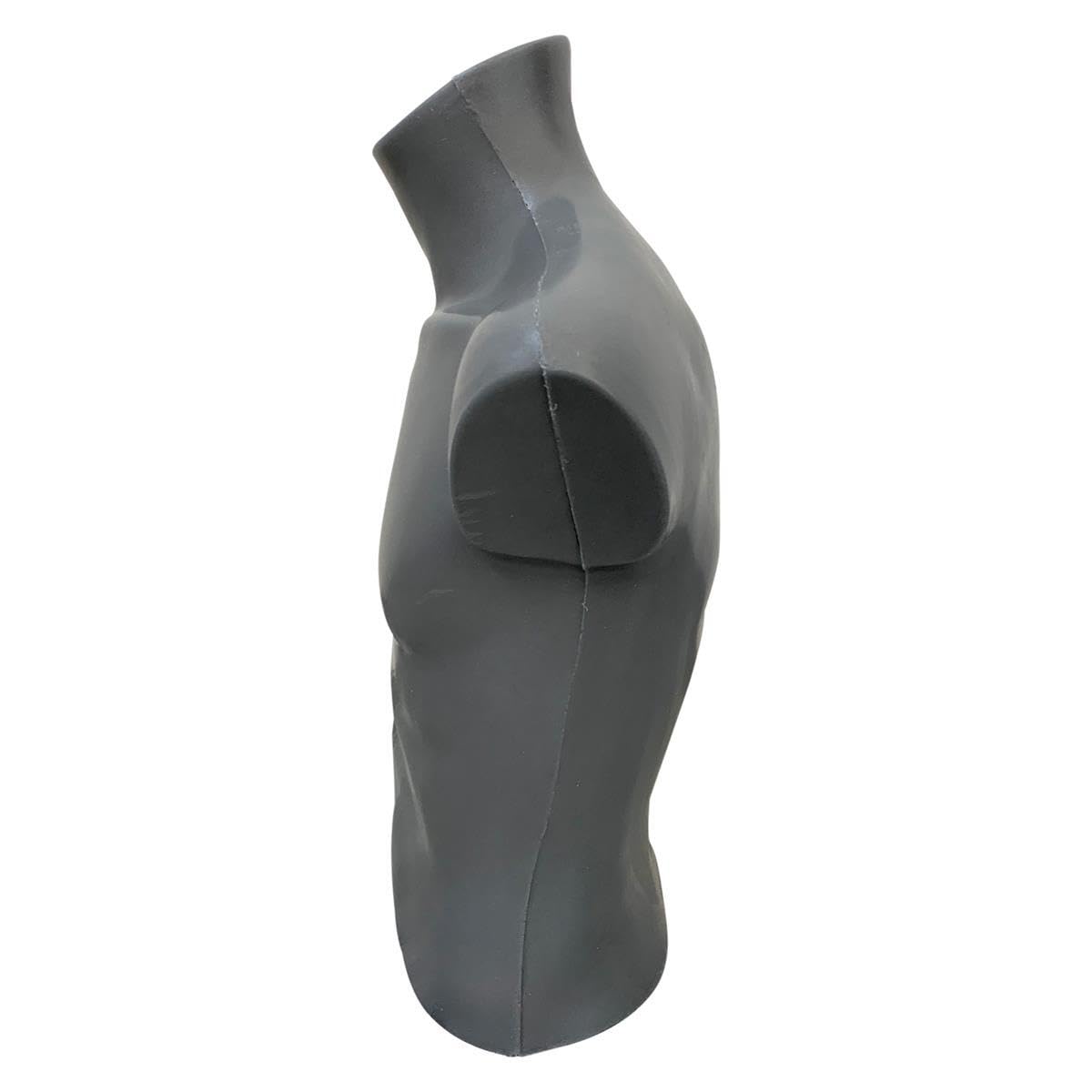 Basic Herrentorso 44/46, vollgeformt & bruchsicher, Modepuppe, Schaufensterfigur & Mannequin aus PE Kunststoff, selbststehend, ideal für Kleiderpräsentation & Dekoration, Grau