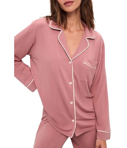 Image of Eberjey Gisele Classic Women's Pajama Set | Long Sleeve Shirt + Long Pants