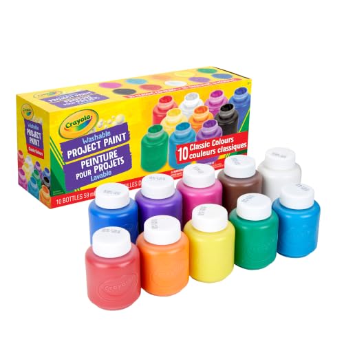 CRAYOLA Washable Kids Paint Set, 10 Colours, Children’s Paint for Arts & Crafts, Paper & Cardboard, Creative Painting, Age 3+