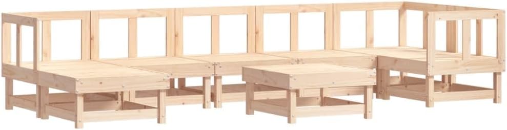 Unassembled frames of the patio lounge set arranged in a U-shape