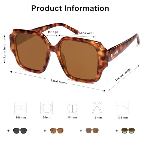 SOJOS Big Retro Square Polarized Sunglasses Womens Mens 70s 80s Vintage Oversized Sunnies SJ23594