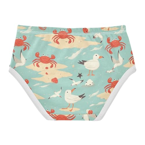 Wusikd Crabs Seagulls Girls' Underwear Cotton Beach Girls Briefs Soft Toddler Underwear 2T2