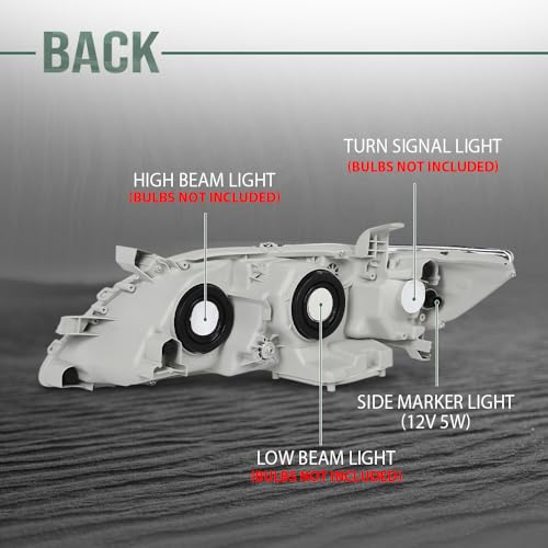 Image of GRAND ORANGE Headlight Assembly Left & Right Fit Toyota Camry 2007-2009 TO2502200, TO2503200, 20-6758-80, 20-6757-80 Clear Lens Chrome Housing Amber Reflector 2PCS