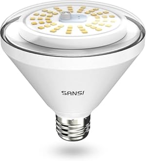 SANSI 200W Equivalent LED Grow Light Bulb, BR30 24W Full Spectrum Grow Bulb with 120° Wide Beam Angle, 4000K Daylight White IP54 Waterproof Plant Lights for Indoor Outdoor Plants