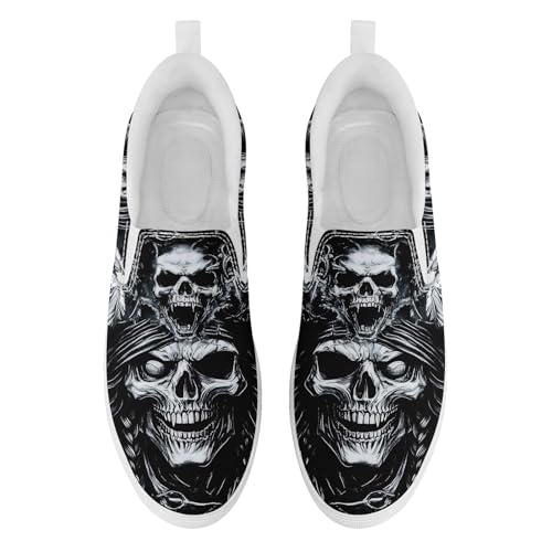 Women's Gothic Skull Canvas Slip-On Flat Shoes Men's Low top Dark Art Rose Stylish Sneakers Comfort Fashion Streetwear2