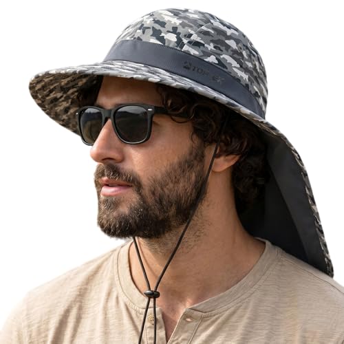 Image of TOP-EX Cooling Sun Hat with Neck Flap - UPF 50+ Wide Brim Breathable Hat for Hiking, Fishing & Big Heads