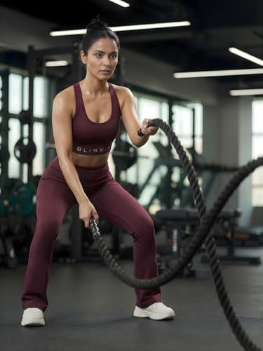Image of BLINKIN Flared Gym Pants for Women's Workout - The Ultimate Yoga Pants | Workout Lowers | Gym Track Pants for Women with Side Pockets (4830)