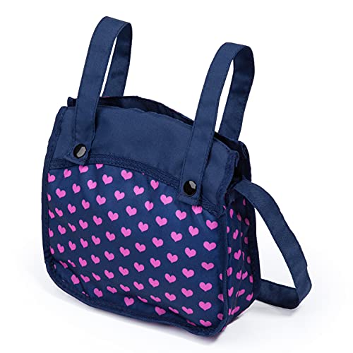 Bayer Design- Landau Jumeaux pour Poupée, Poussette, réglable, Pliable, Panier intégré avec Sac à bandoulière Compatible avec Siège Auto EasyGo, 26254AA, Bleu avec Licorne et cœurs