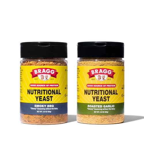 Image of Bragg Nutritional Yeast Seasoning Variety Pack - (2 Pack) 3 oz - Dairy-Free Parmesan Cheese Substitute - Perfect for Salads, Pastas, Popcorn, and More