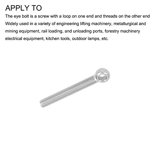 Image of METALLIXITY Shoulder Swing Lifting Bolt (M8x60mm) 2Pcs, 304 Stainless Steel Eye Bolts - for Home Renovation, Pipeline Gate Valves Fasteners, Silver