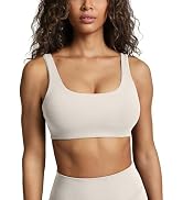 PAVOI ACTIVE Buttery Soft Sports Bras for Women - High Support Low Scoop Neck U Back Padded Yoga ...