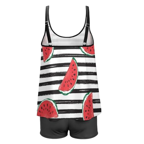 Maillot de Bain Couvrant Tankini Pastèque Rouge pour Masquer les Formes