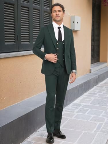 Suits for Men Slim Fit 3 Piece, Mens Double Breasted Suit Tuxedo for Men Wedding Formal Business Party Prom2