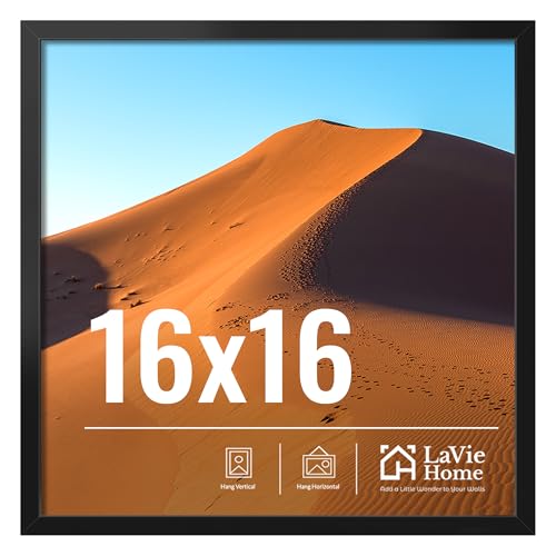 LaVie Home 16x16 Picture Frame for Wall Display, 16x16 Black Picture Frame with HD Plexiglas, 16 x 16 Square Frame 1 Pack, Display Frame for Vertical or Horizontal, Classic Collection
