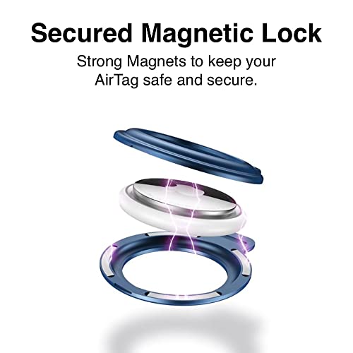 Image of AirTag Keychain Holder with Metallic Case Compatible with Apple Airtag with Antitheft Magnetic Lock | Light Weight (Purple)