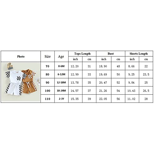 Toddler Baby Boy Summer Clothes Checkerboard Plaid Short Sleeve T-Shirt Tops Elastic Waist Shorts Set Boy Outfits (White Checkerboard, 18-24 Months) #TOP6